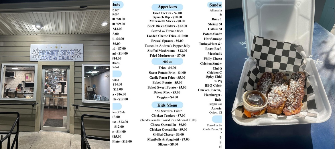 Bright Star Dive & Grill Menu